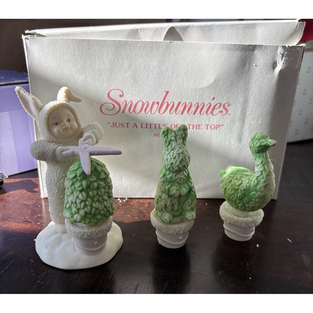 Dept. 56 Snowbabies Just A Little Off The Top 3PC Set Easter Topiary NEW in BOX